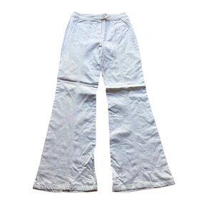 Escada Size 6US 36 White Cotton Flare Leg Pants Minimalist Mid Rise Trousers